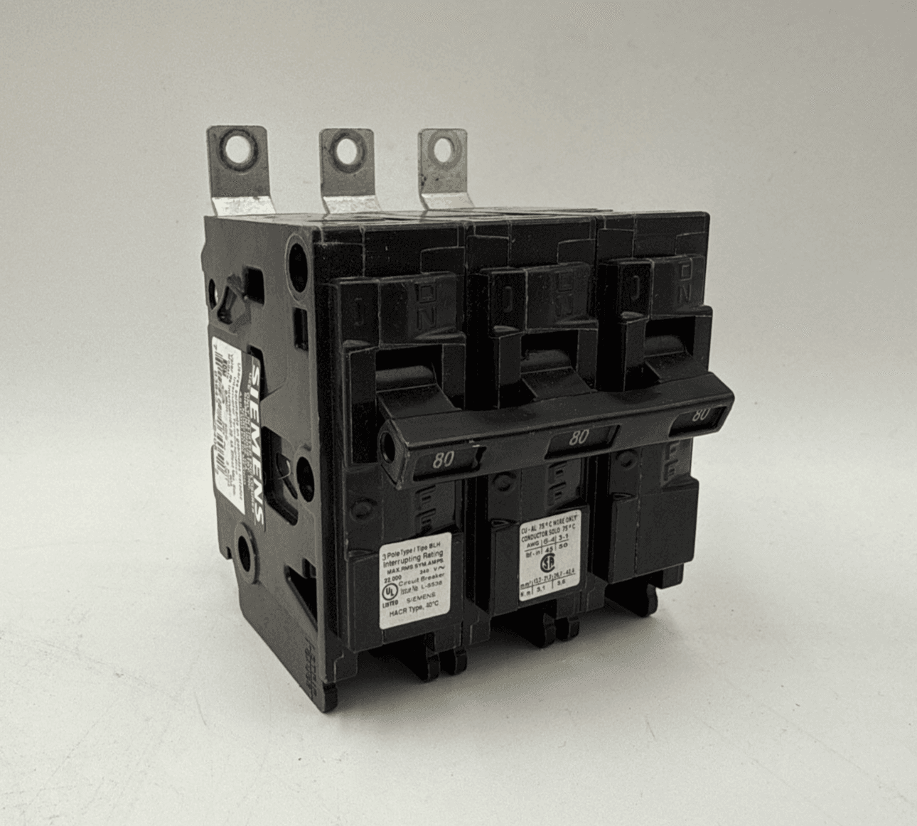 Siemens B380H Circuit Breaker 80A 3P 240V 3PH BLH 22kA 80 Amp 3 Pole B380 – image 1