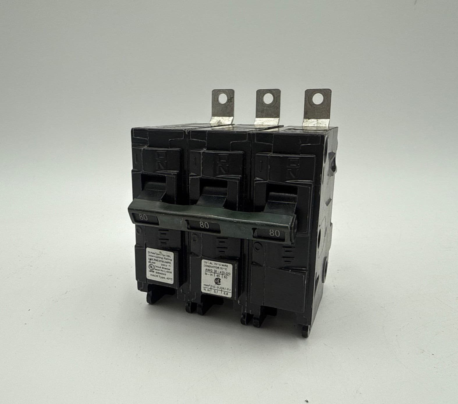 Siemens B380HH Circuit Breaker 80A 3P 240V HBL 80 Amp 3 Pole 3PH Bolt On – image 1