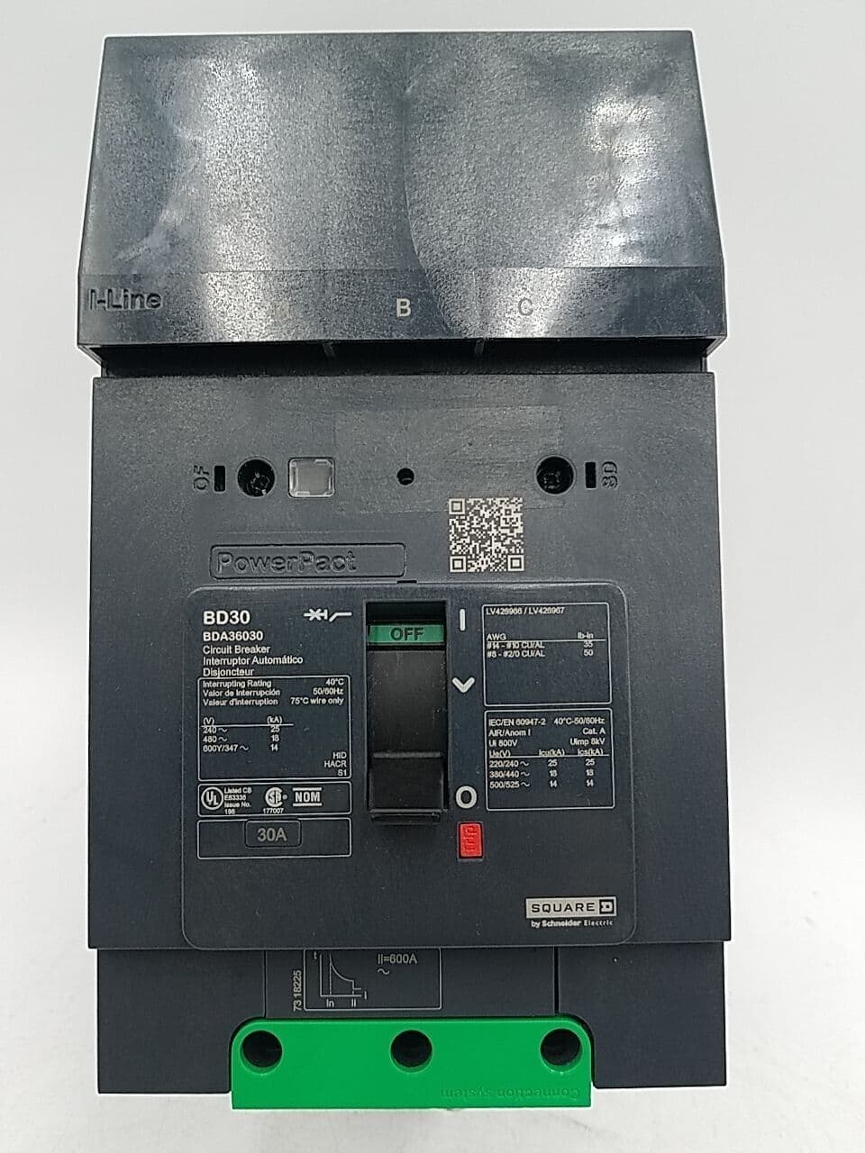 Square D BDA36030 I-Line Circuit Breaker 30A 3P 600V 3PH BDA 30 Amp 3 Pole BD30 – image 1