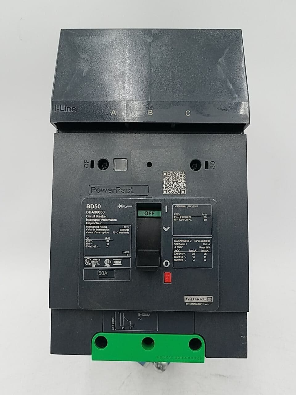 Square D BDA36050 I-Line Circuit Breaker 50A 3P 600V 3PH BDA 50 Amp BD50 3 Pole – image 1