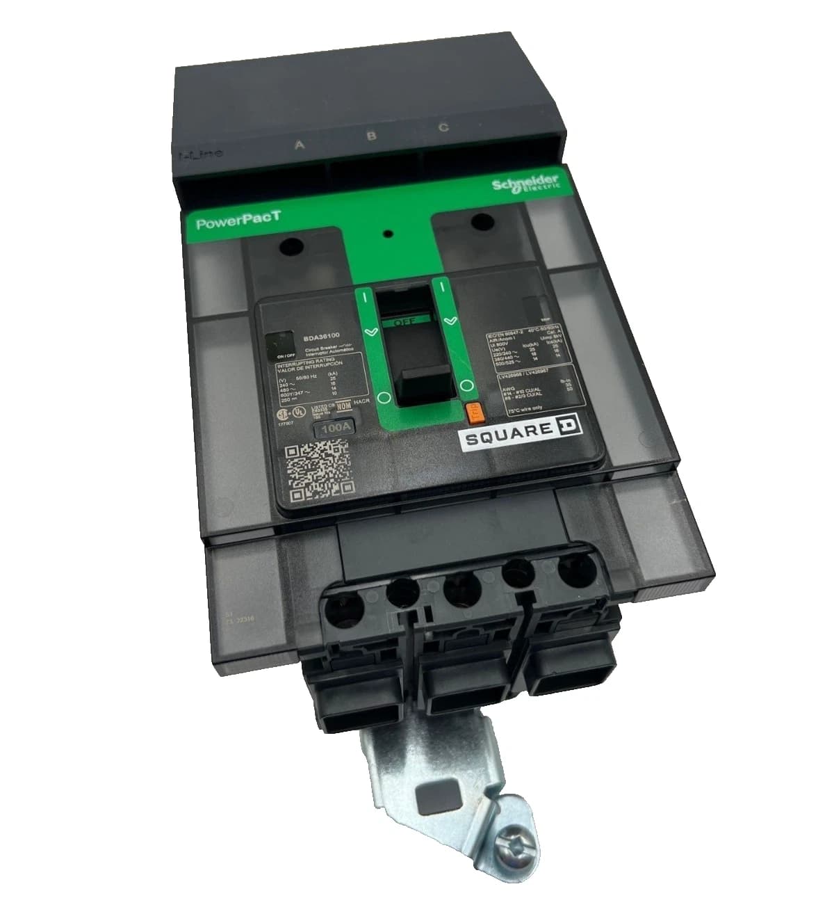 Square D BDA36100 I-Line Circuit Breaker 100A 600V 3P BDA 100 Amp 3 Pole NS – image 1