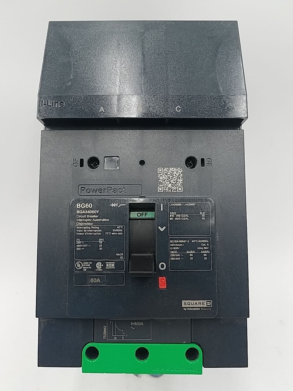 Square D BGA34060Y I-Line Circuit Breaker 60A 3P 480V BGA 3 pole 60 Amp PowerPact – image 1