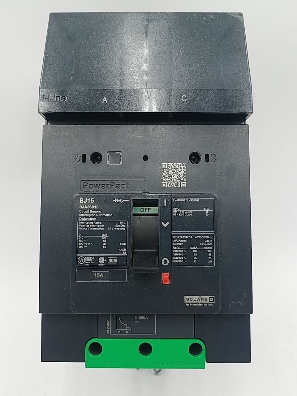 Square D BJA36015 I-Line Circuit Breaker 15A 3P 600V 3PH BJA 3 Pole 15 Amp – image 1