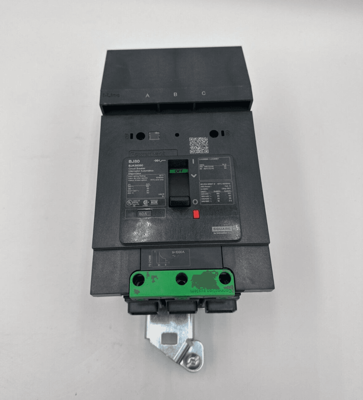 Square D BJA36080 I-Line Circuit Breaker 80A 3P 600Y/347V BJ80 80 Amp 3 Pole