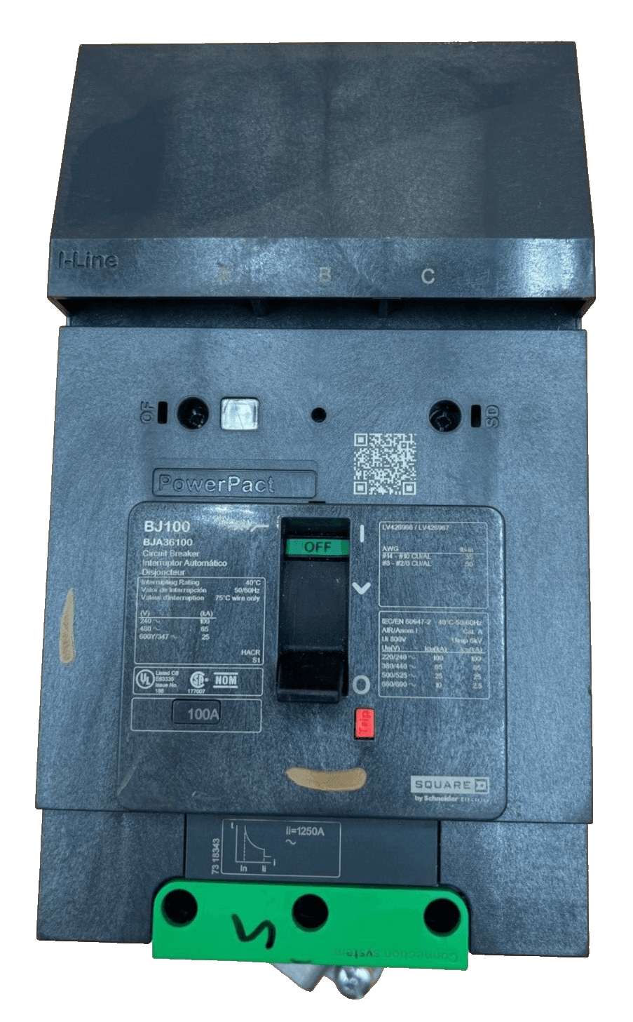 Square D BJA36100 I-Line Circuit Breaker 100A 3P 600V 3PH 100 Amp 3 Pole