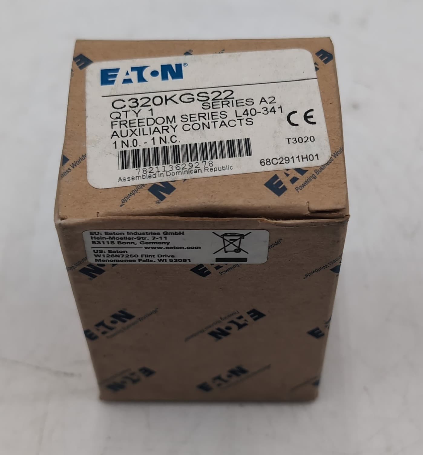 Eaton Cutler-Hammer C320KGS22 Auxiliary Contact Block 1NO 1NC Side Mount NEW