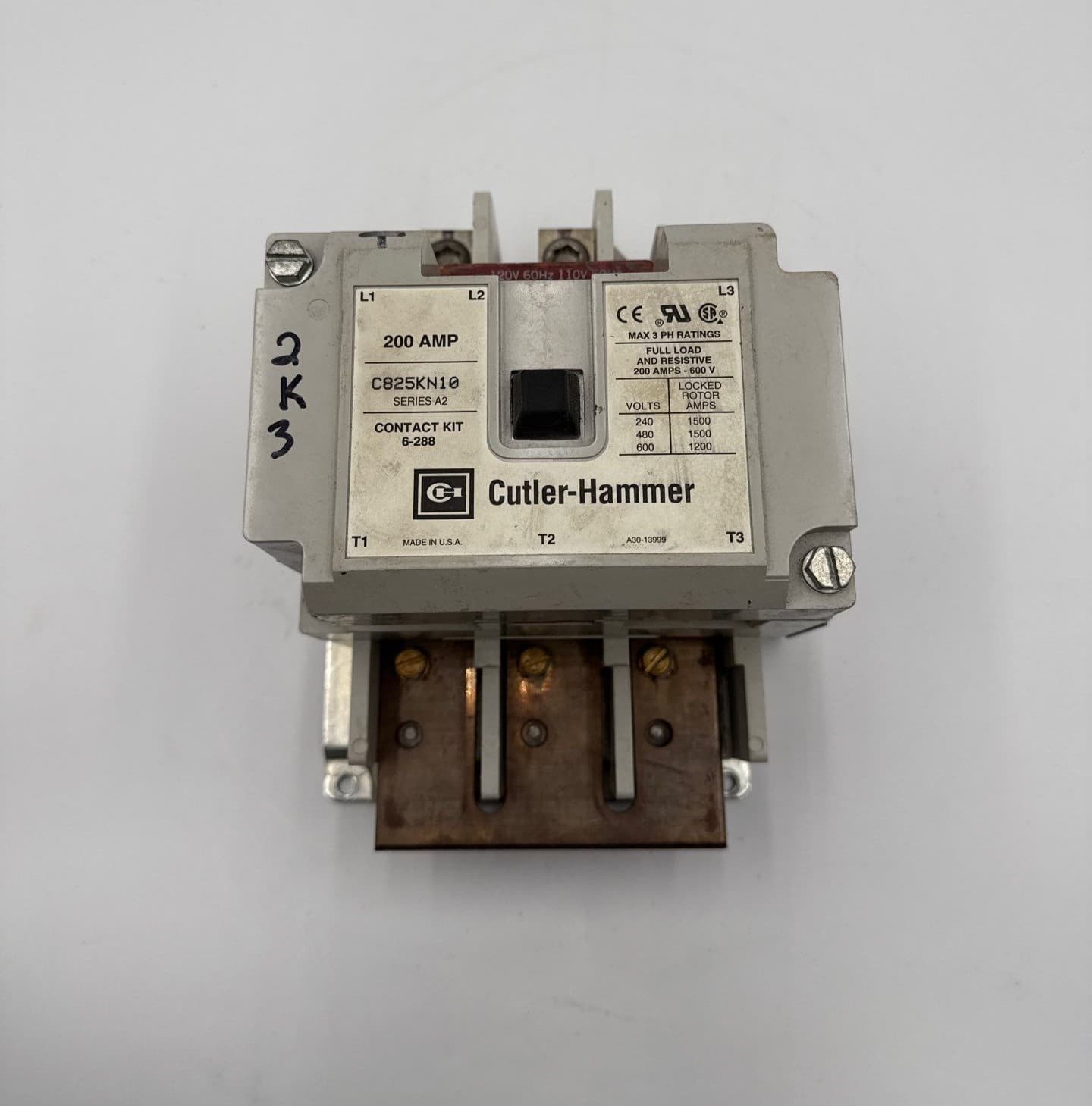 Cutler-Hammer C825KN10 Contactor 200A 3P 600V 3PH Ser A2 Coil 110/120V – image 1