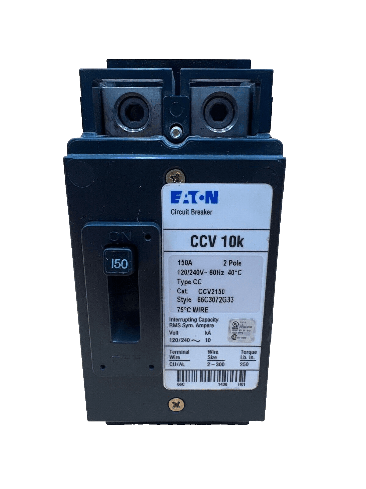 Cutler Hammer CCV2150 Circuit Breaker 150A 240V 2P CCV 150 Amp 2 Pole