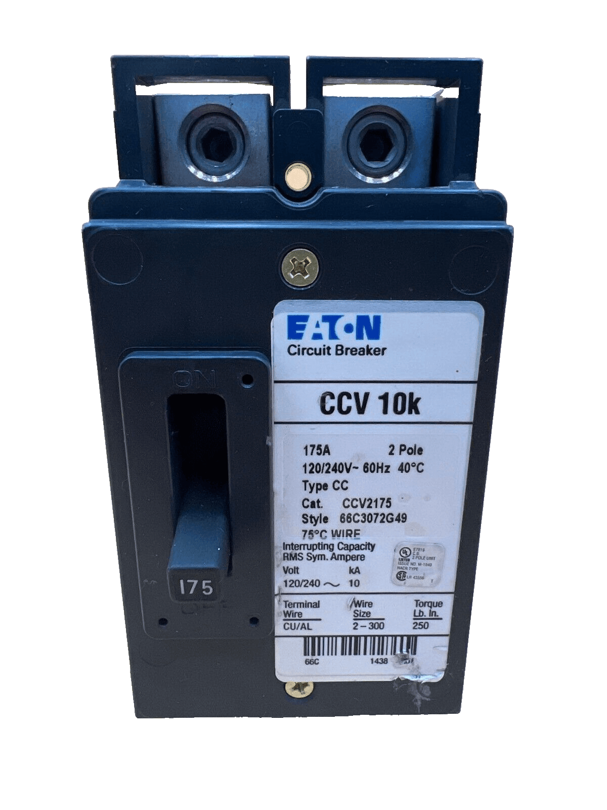 Cutler Hammer CCV2175 Circuit Breaker 175A 240V 2P CCV 175 Amp 2 Pole