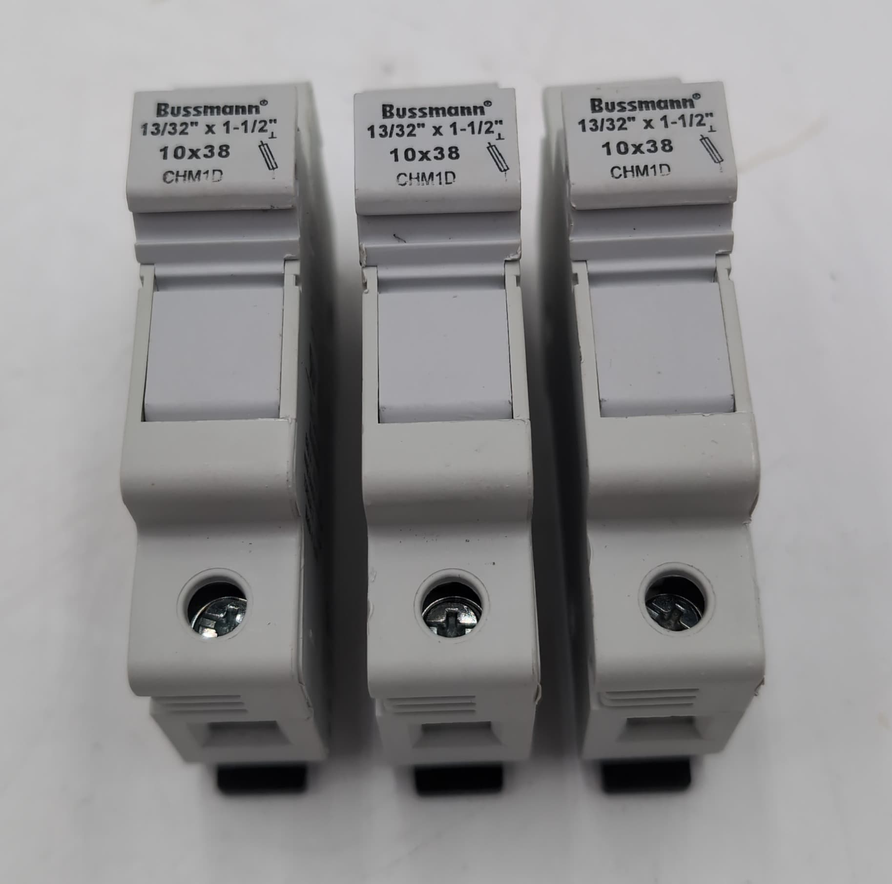 Lot of 3 Eaton Bussmann CHM1D Fuse Holders 1-Pole 30A 600V 10x38mm Midget USED – image 1