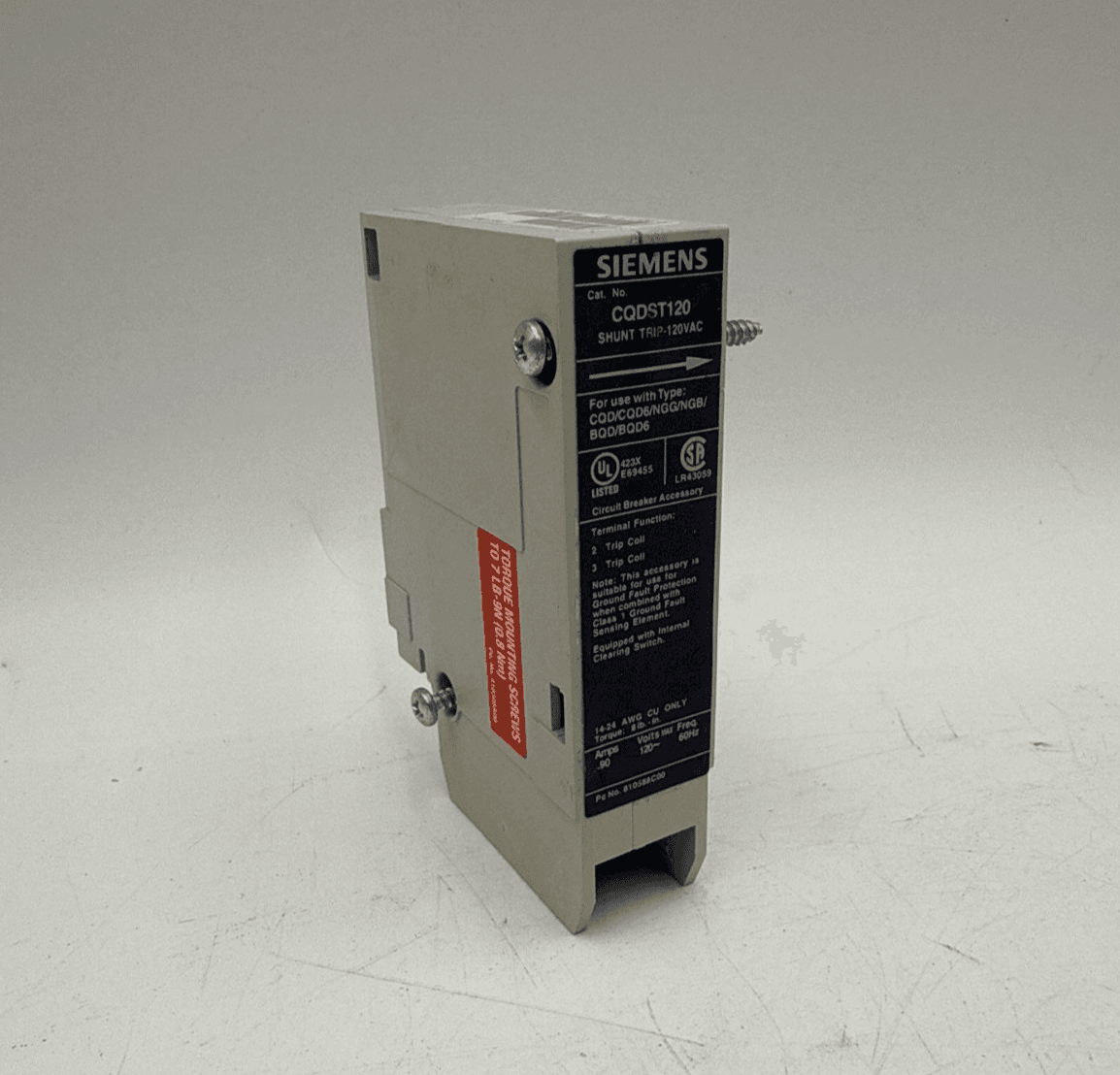 Siemens CQDST120 Circuit Breaker Shunt Trip 120V CQDST Fits BQD LGB Breakers – image 1