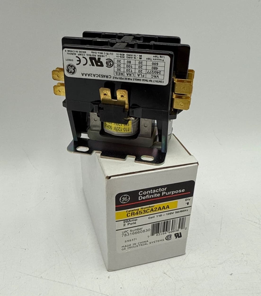 GE CR453CA2AAA Definite Purpose Contactor 20A 2P Coil 110-120V 20 Amp 2 Pole 1PH – image 1
