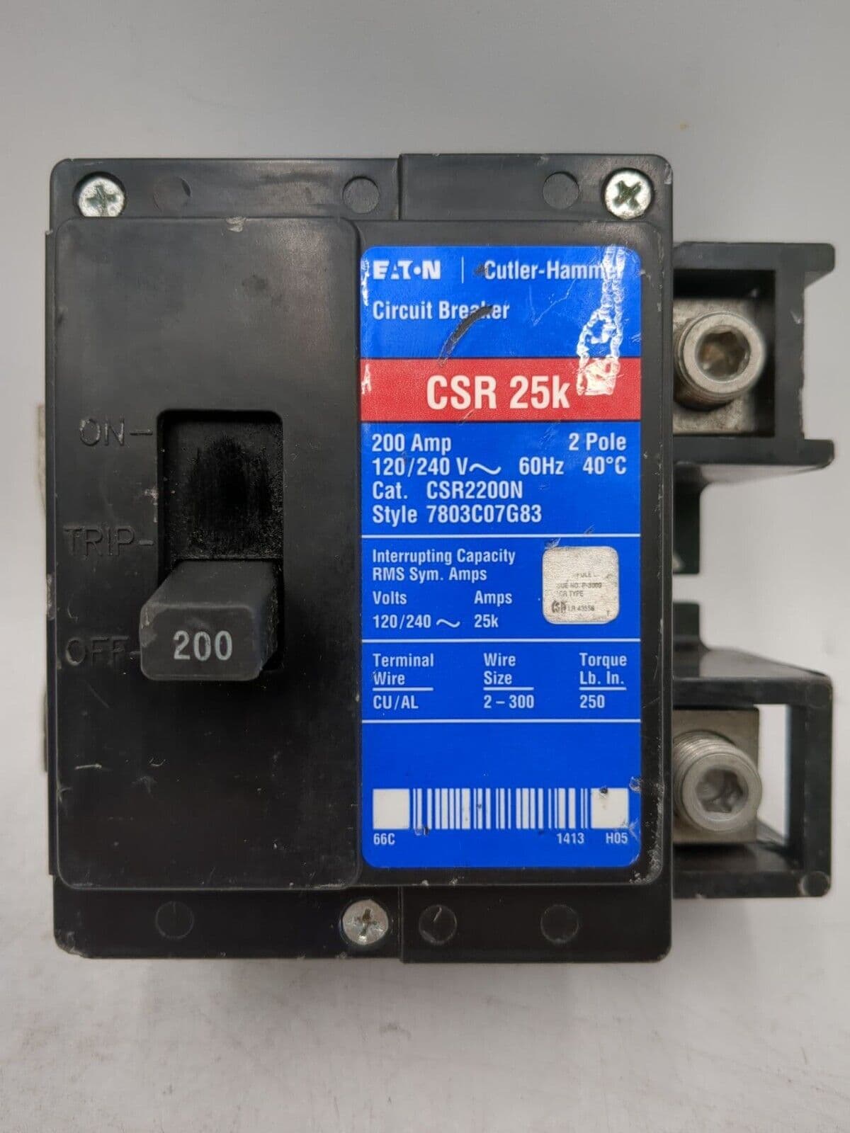 Eaton CSR2200N Circuit Breaker 200A 2P 240V 1PH CSR 200 Amp 2 Pole – image 1