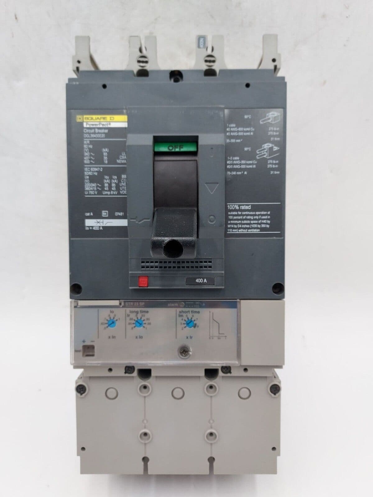 SQUARE D DGL36400E20 Circuit Breaker 400A 3P 600V STR23SP Trip Unit 400 Amp – image 1