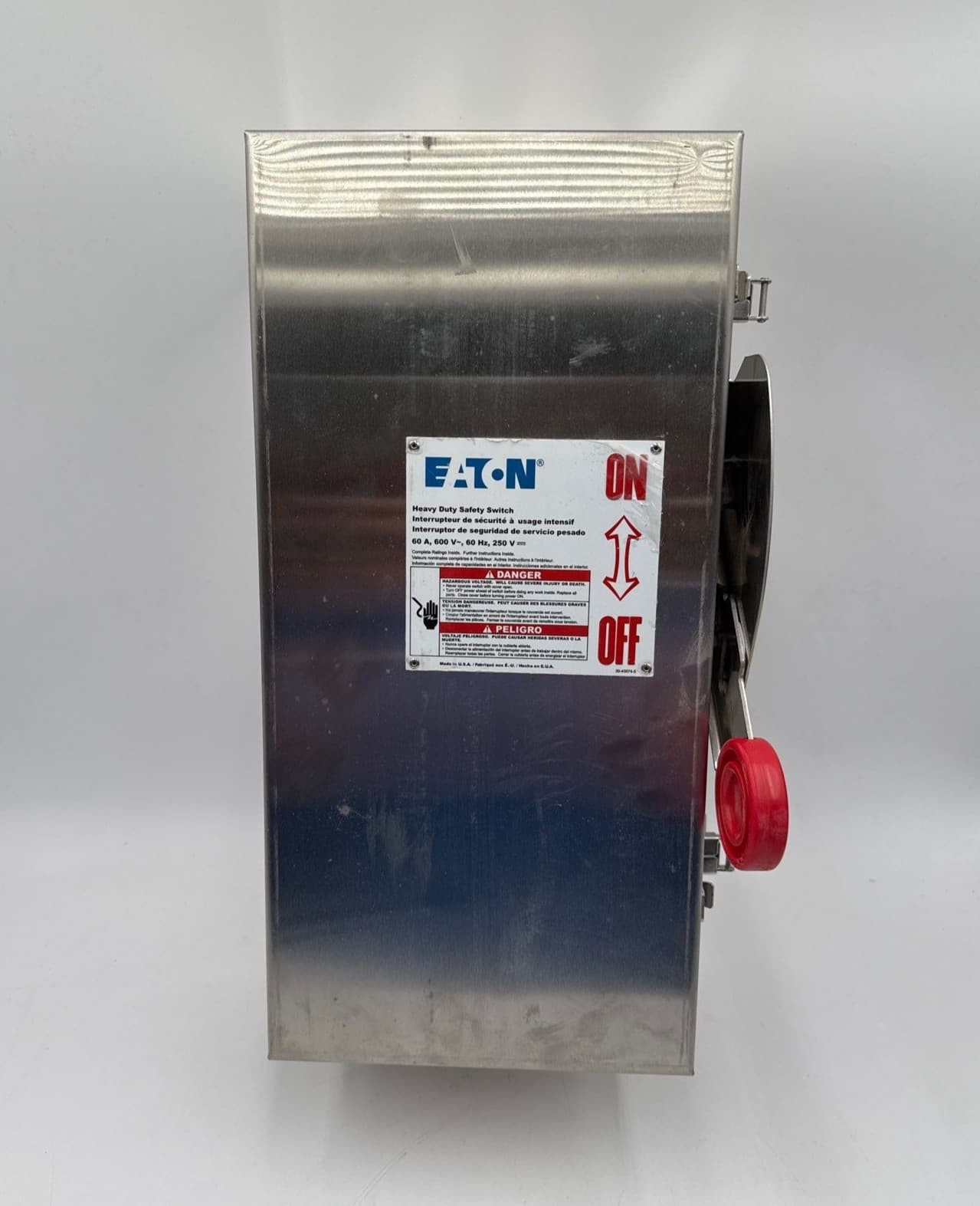 Eaton DH362FWK Safety Disconnect Switch 60A 3P 600V Nema 4 Encl 60 Amp 3 Pole