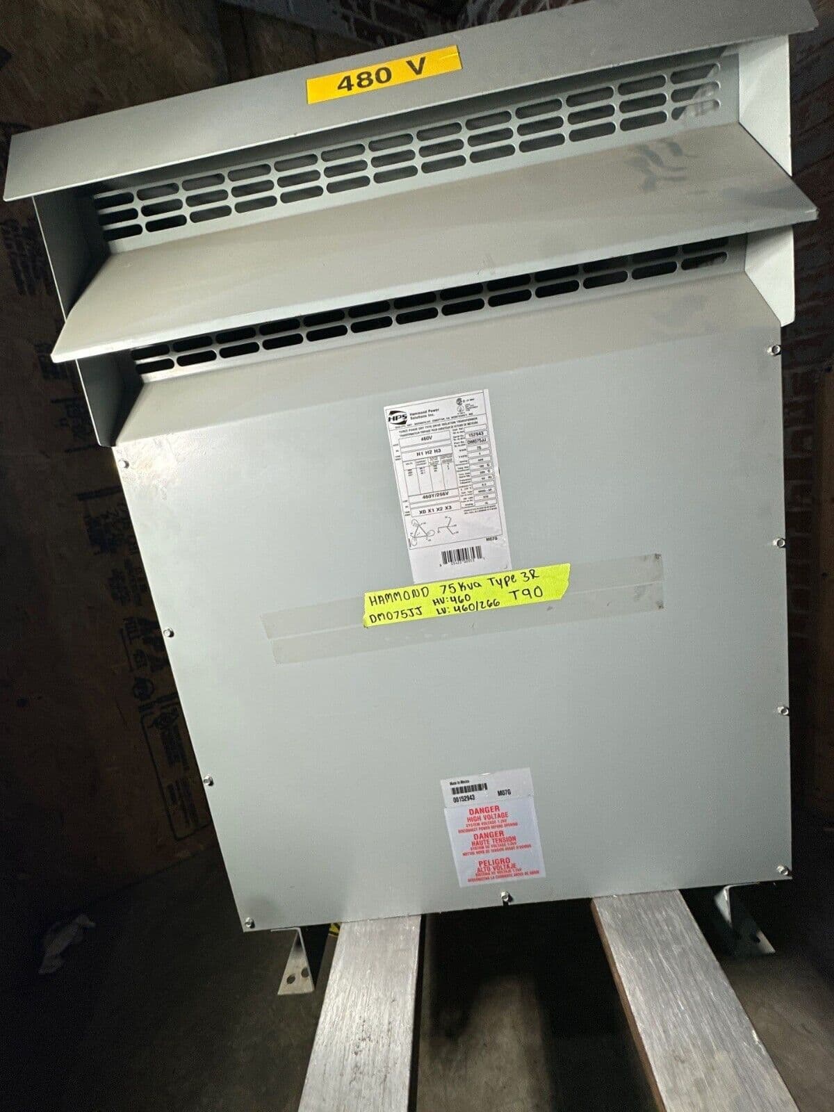 75 kva Hammond DM075JJ Transformer Pri 460V Sec 460/266V 3 Phase Outdoor – image 1