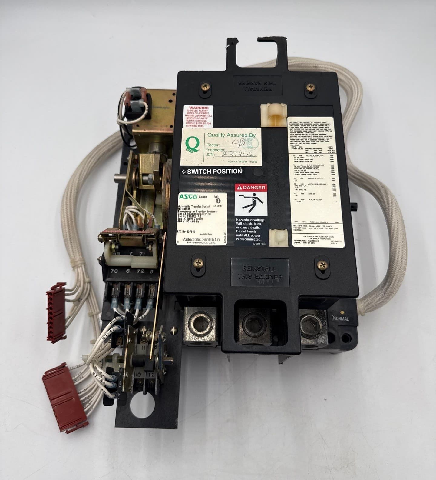 ASCO Series 300 Automatic Transfer Switch 400A 480V 50-60Hz E00300030400N100 – image 1