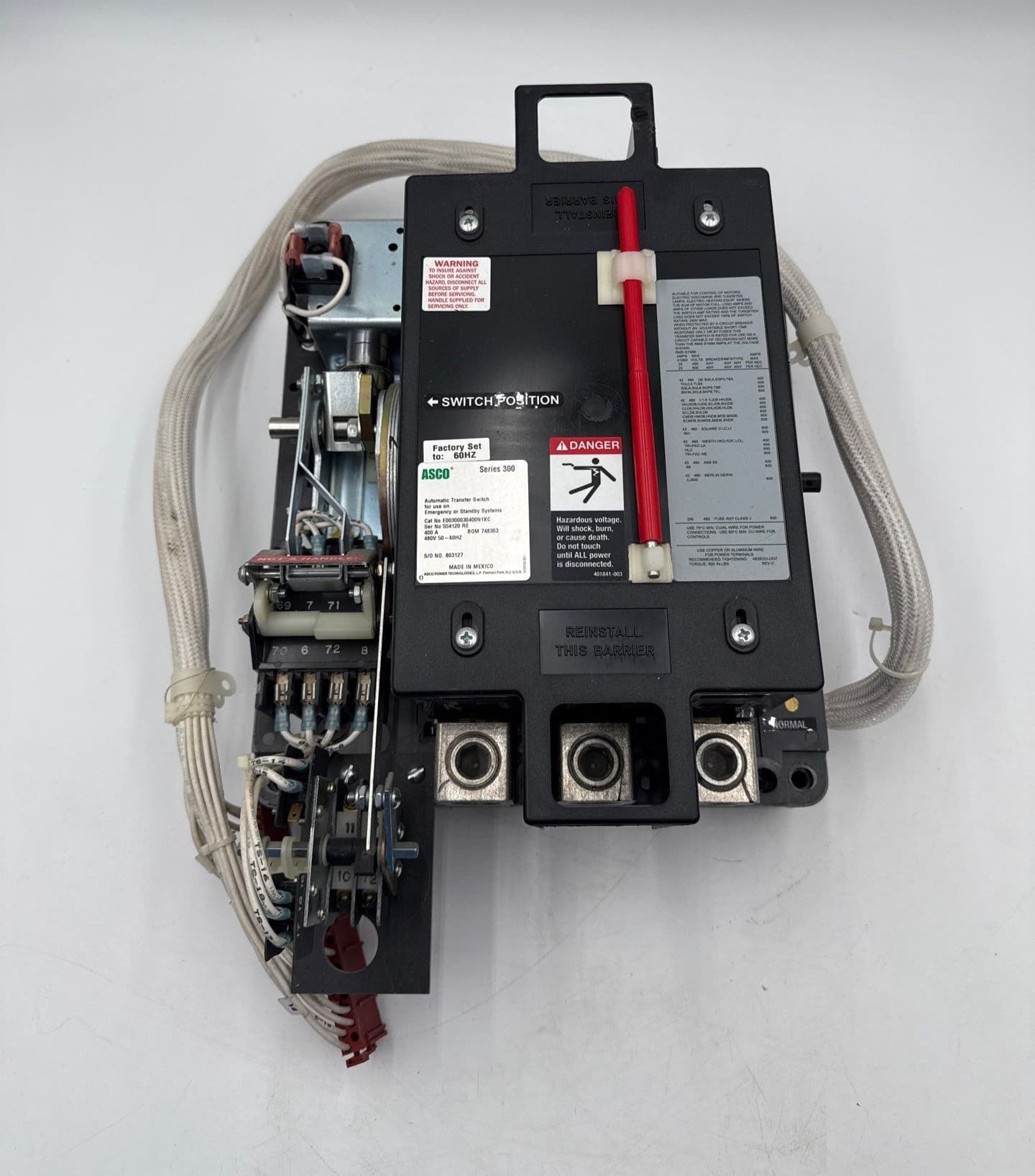 ASCO Series 300 Automatic Transfer Switch 400A 480V 50-60Hz E00300030400N1XC – image 1