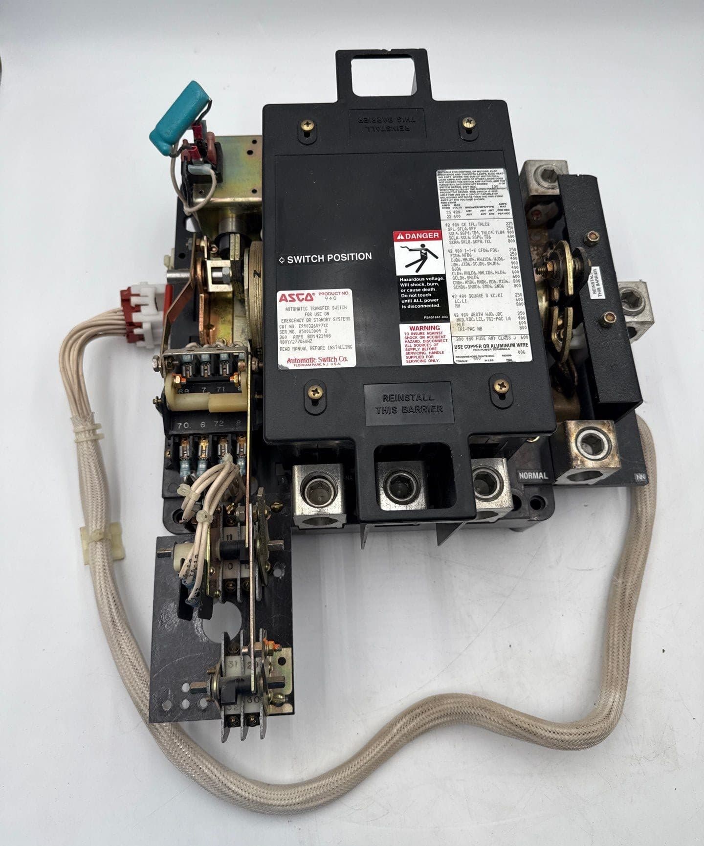 ASCO Series 940 Automatic Transfer Switch 260A 480/277V 60Hz E940326097XC