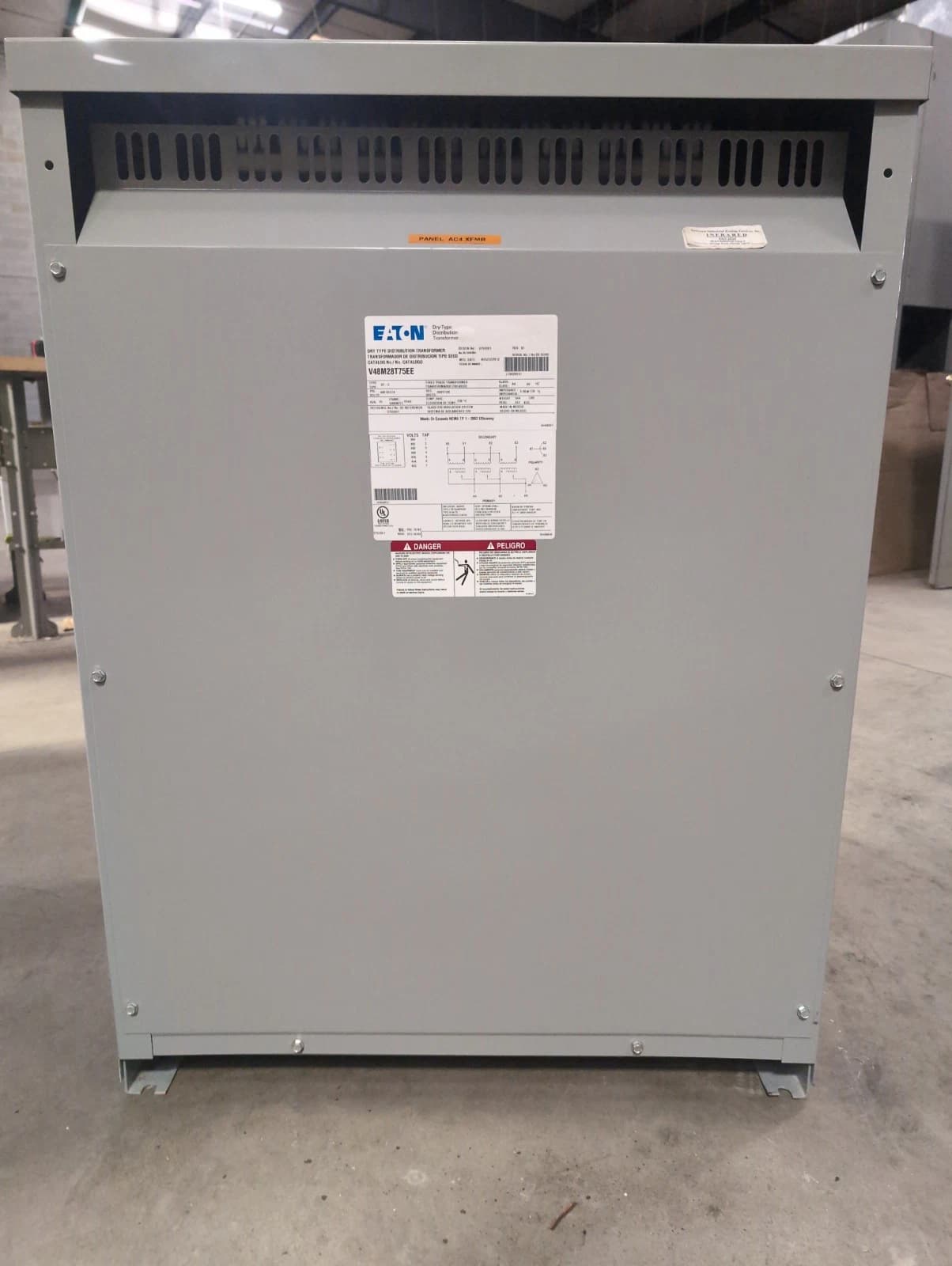 75KVA Eaton V48M28T75EE Transformer Pri 480V Sec 208/120V 3PH Indoor Encl 60Hz – image 1