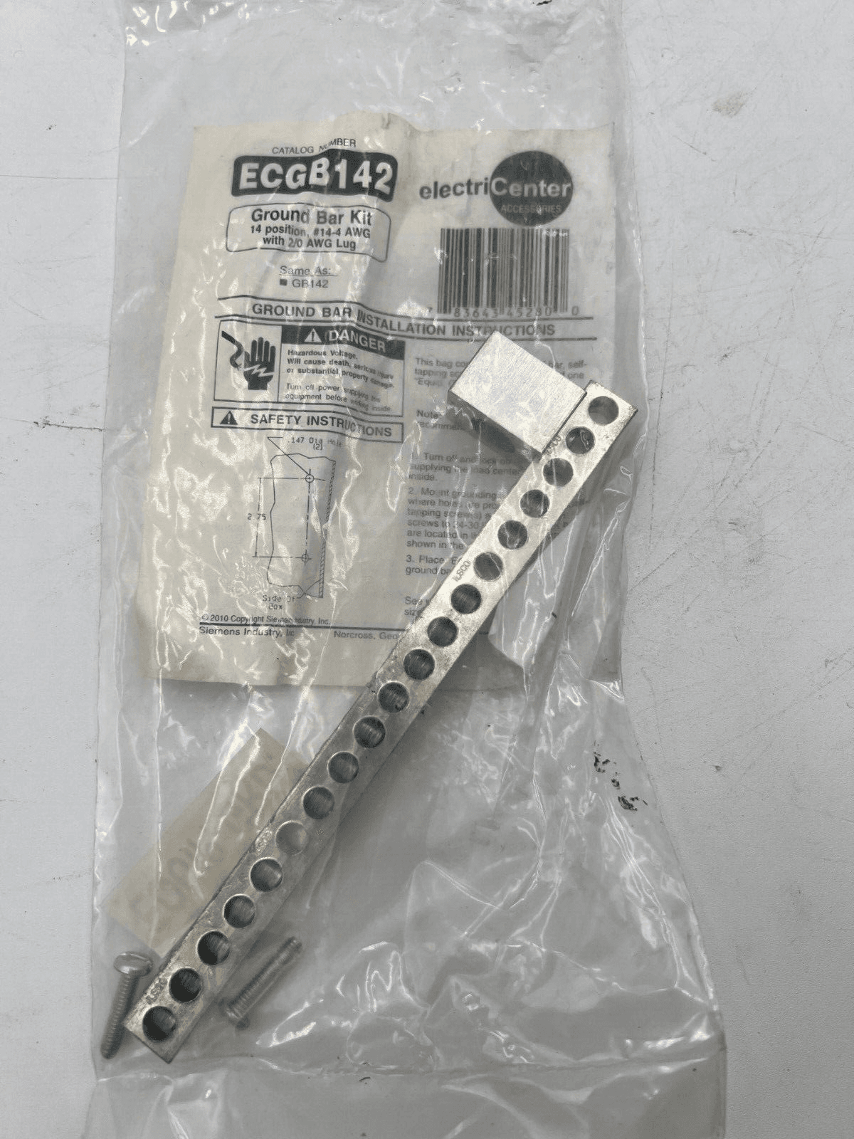 Electricenter ECGB142 Ground Bar Kit 14 Position #14-4 AWG 20AWG LUG – image 1