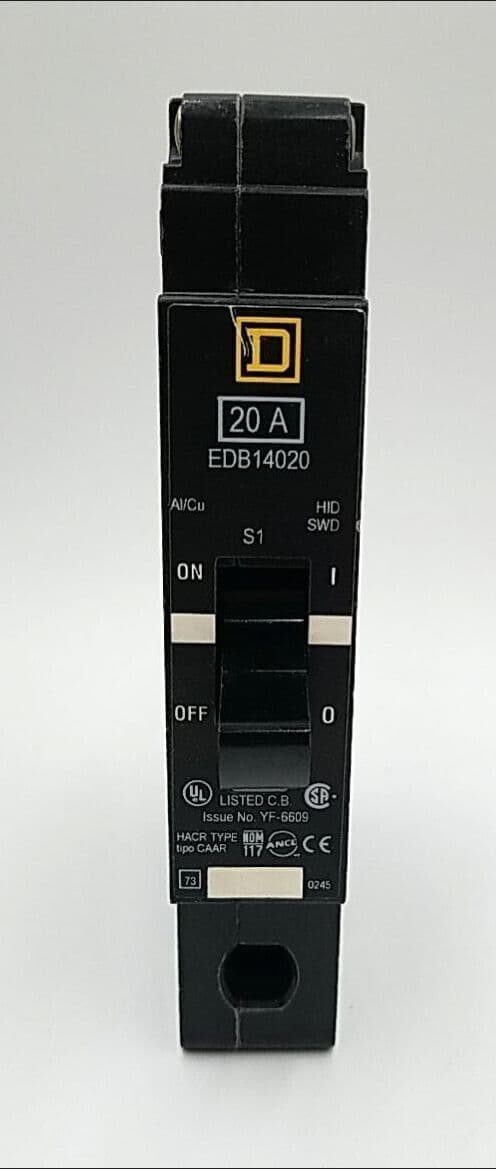 Square D EDB14020 Circuit Breaker 20A 1P 277V 1PH EDB 20 Amp 1 Pole Used