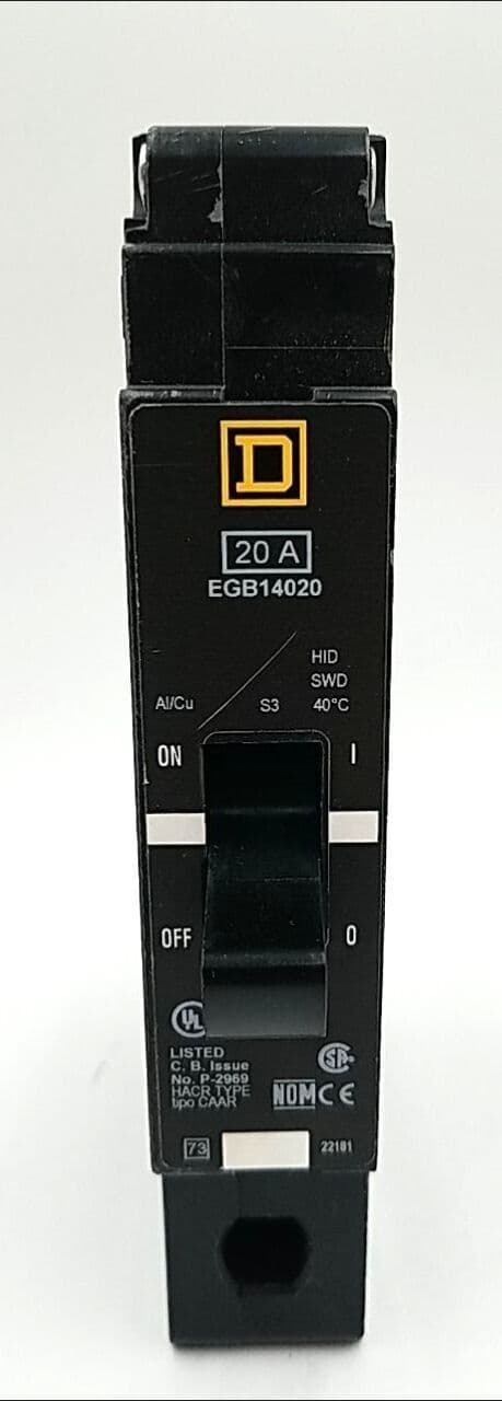 Square D EGB14020 Circuit Breaker 20A 1P 277V 1PH EGB 20 Amp 1 Pole Used – image 1