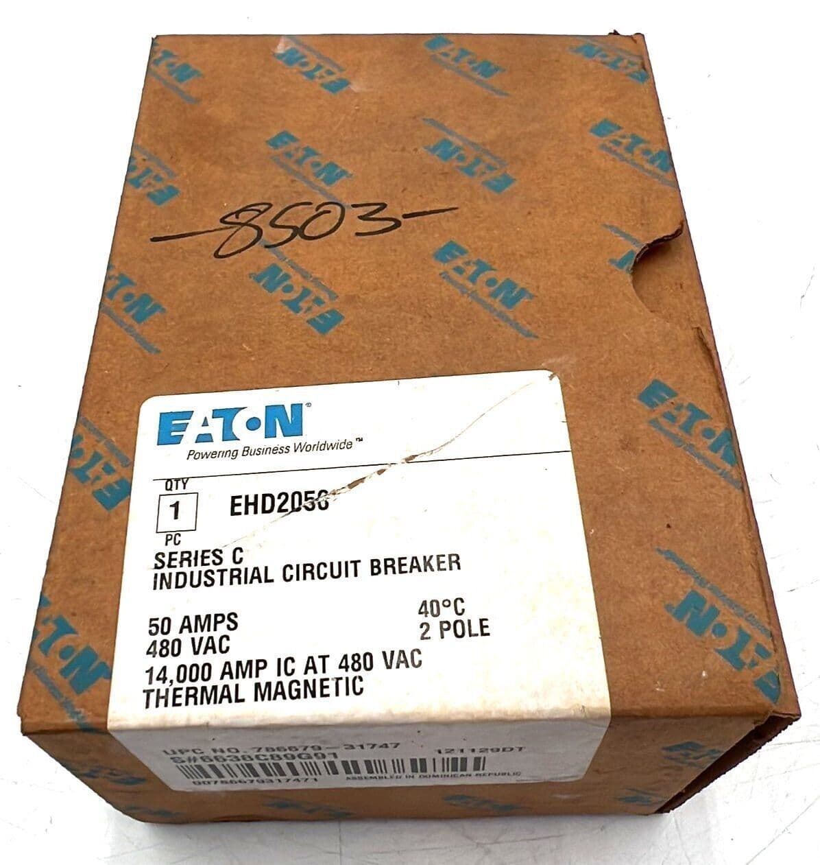 Eaton EHD2050 Circuit Breaker 50A 2P 480V 1PH EHD 14k 50 Amp 2 Pole – image 1