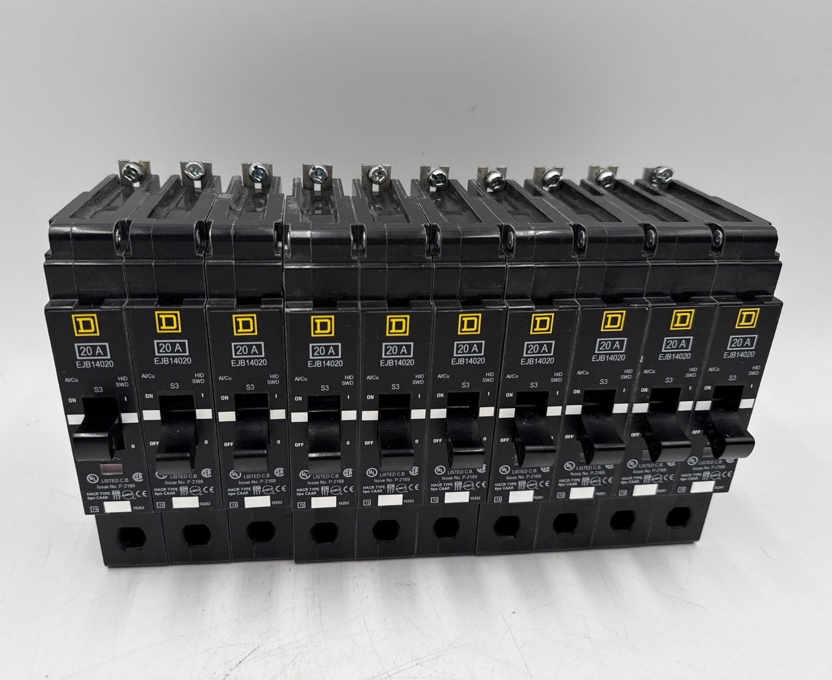 10PC Square D EJB14020 Circuit Breaker 20A 1P 277V 1PH EJB 20 Amp Bolt On