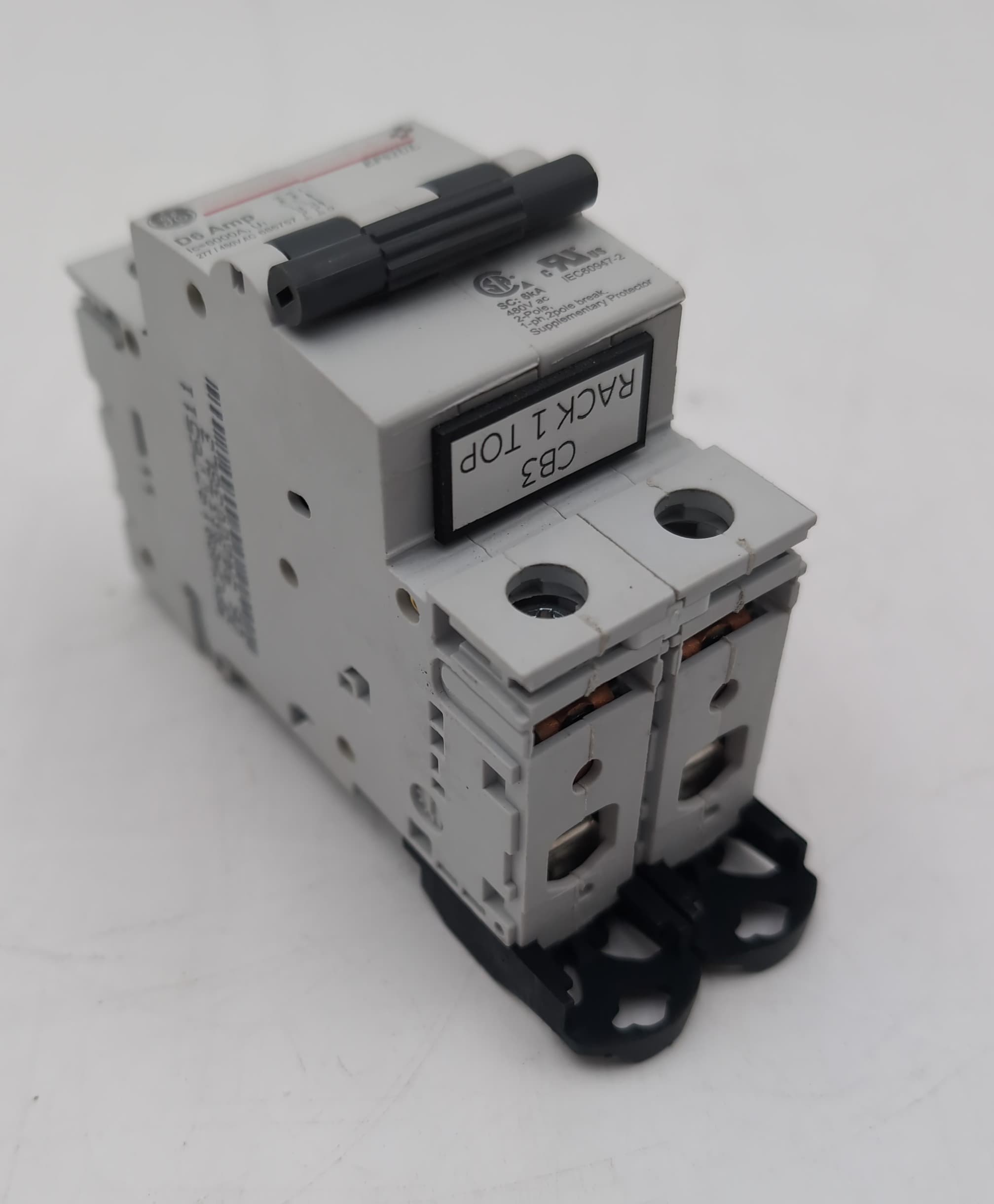 GE EP62ULD06 Miniature Circuit Breaker 2-Pole 6A 480Y/277V D-Curve DIN Rail USED – image 1