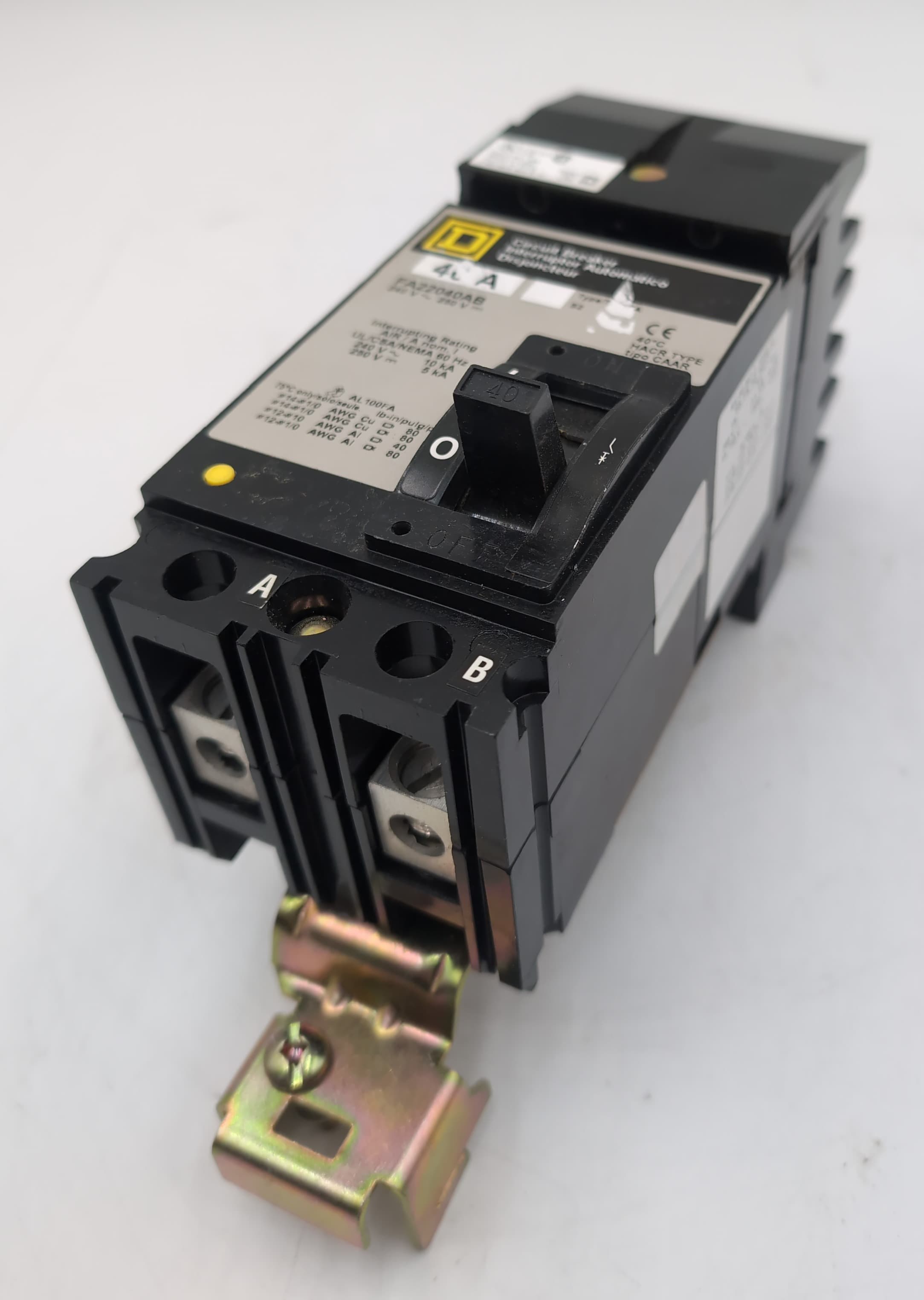 Square D FA22040AB I-Line Circuit Breaker 40 Amp 2-Pole 240V 10kA AB-Phase USED