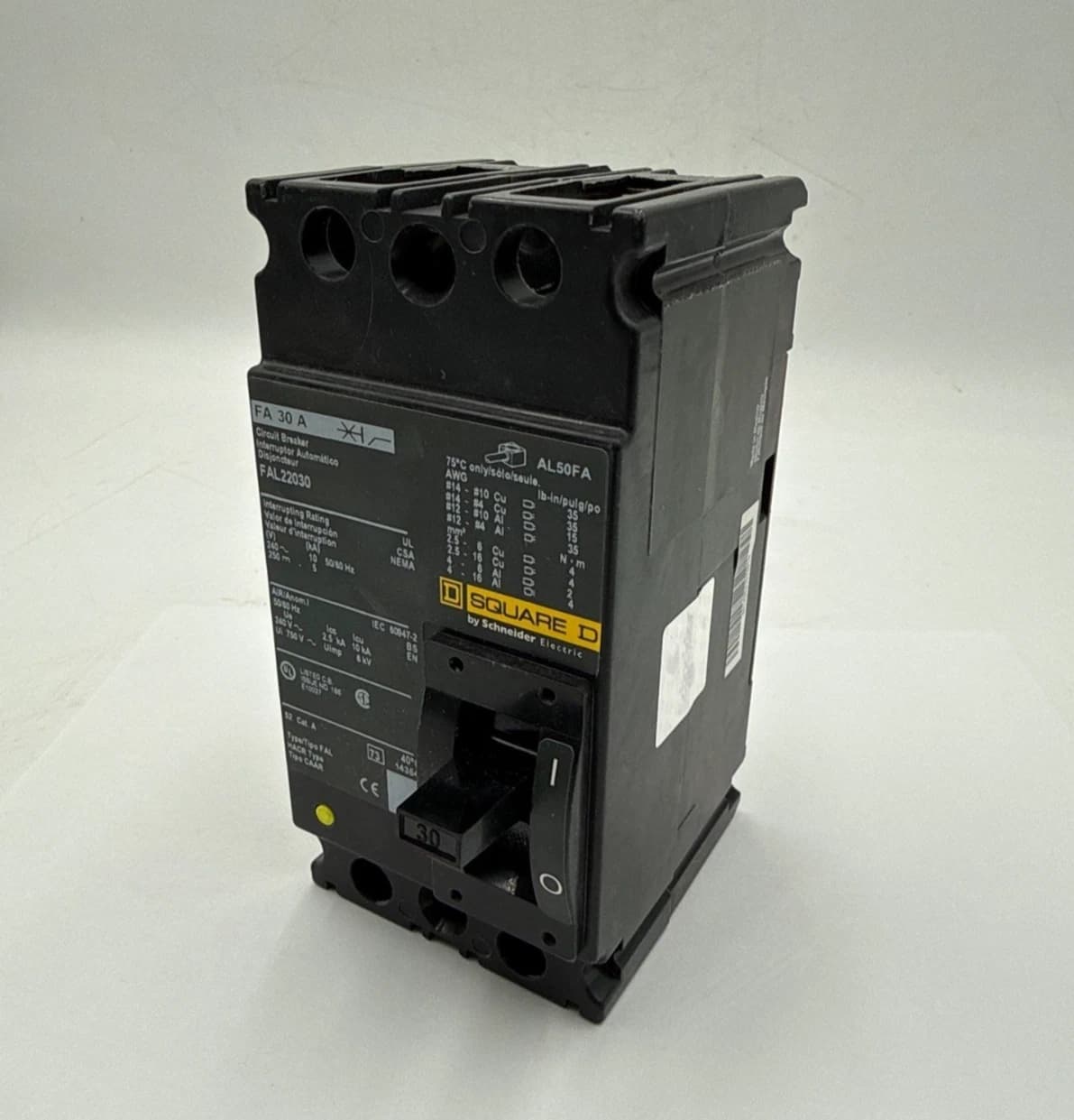 Square D FAL22030 Circuit Breaker 30A 2P 240V FAL Bolt On 30 Amp 2 Pole New