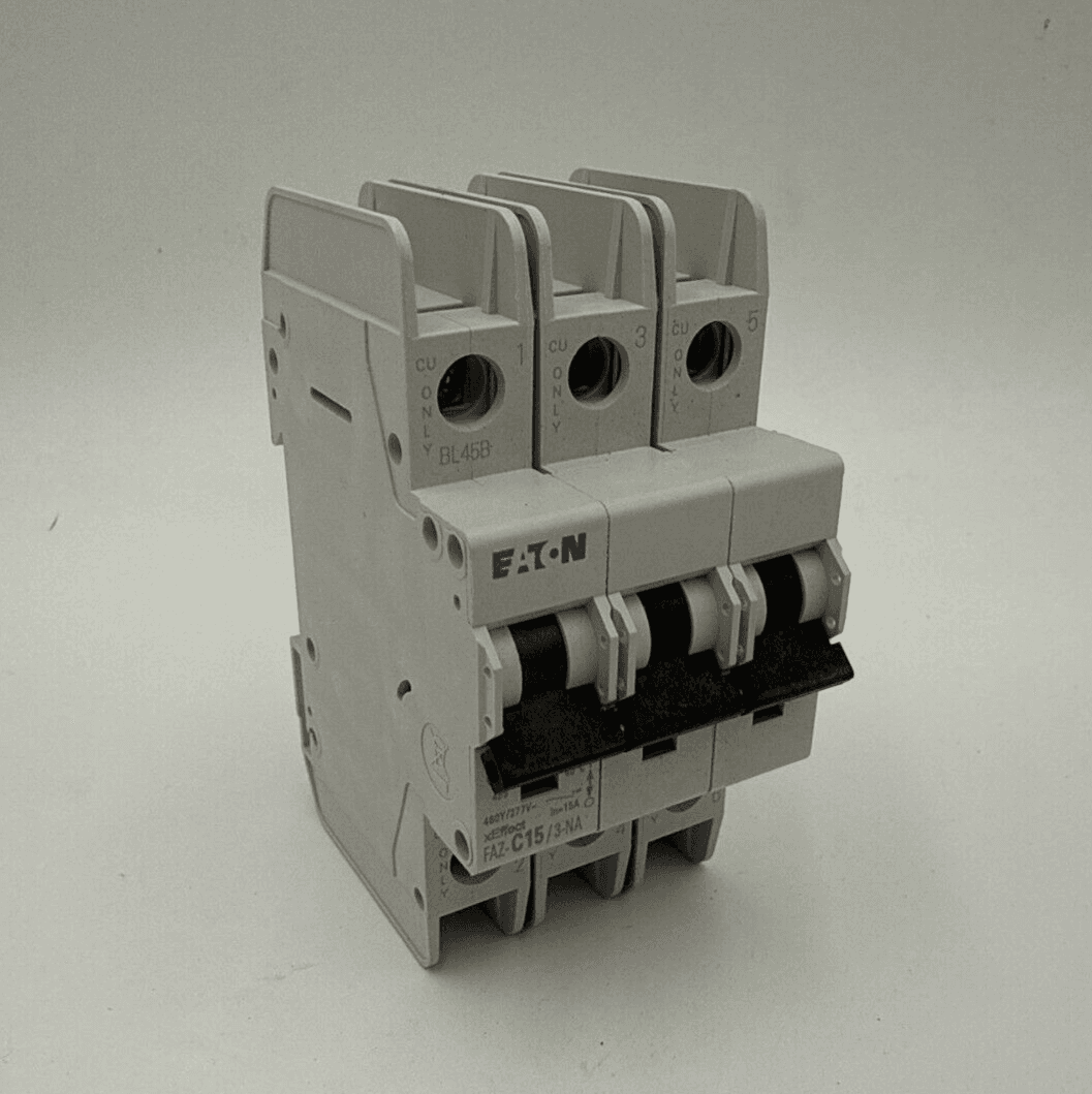 Eaton FAZ-C15/3-NA Miniature Circuit Breaker 15A 3P 480/277V Din Rail Mount – image 1