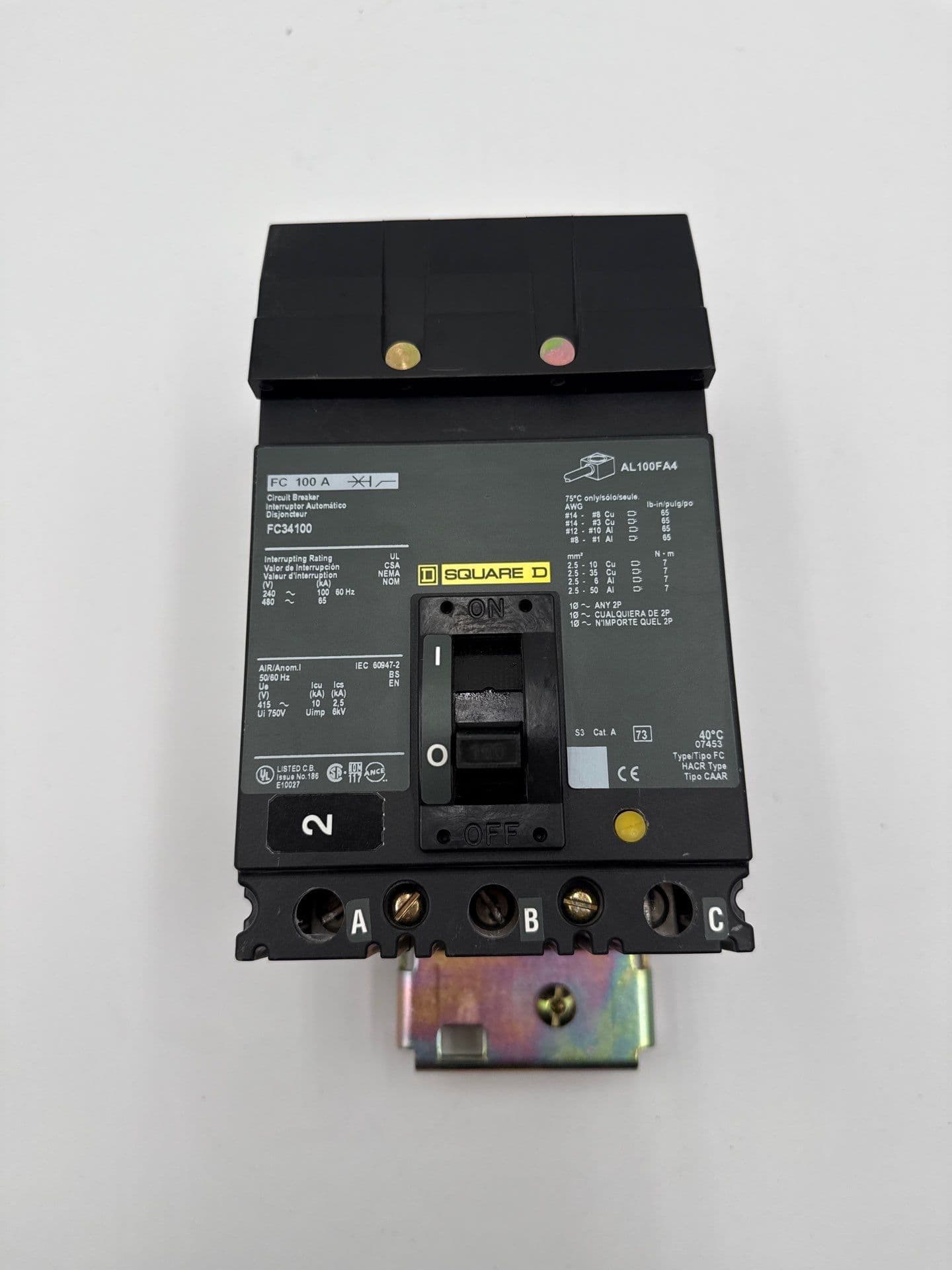 Square D FC34100 I-Line Circuit Breaker 100A 3P 480V FC 100 Amp 3 Pole