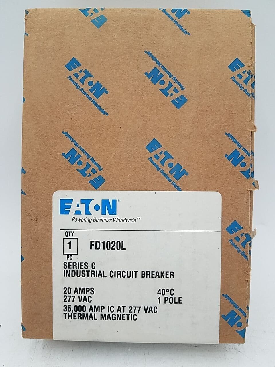 Eaton FD1020L Circuit Breaker 20A 1P 277V 1PH FD 35K 20 Amp 1 Pole
