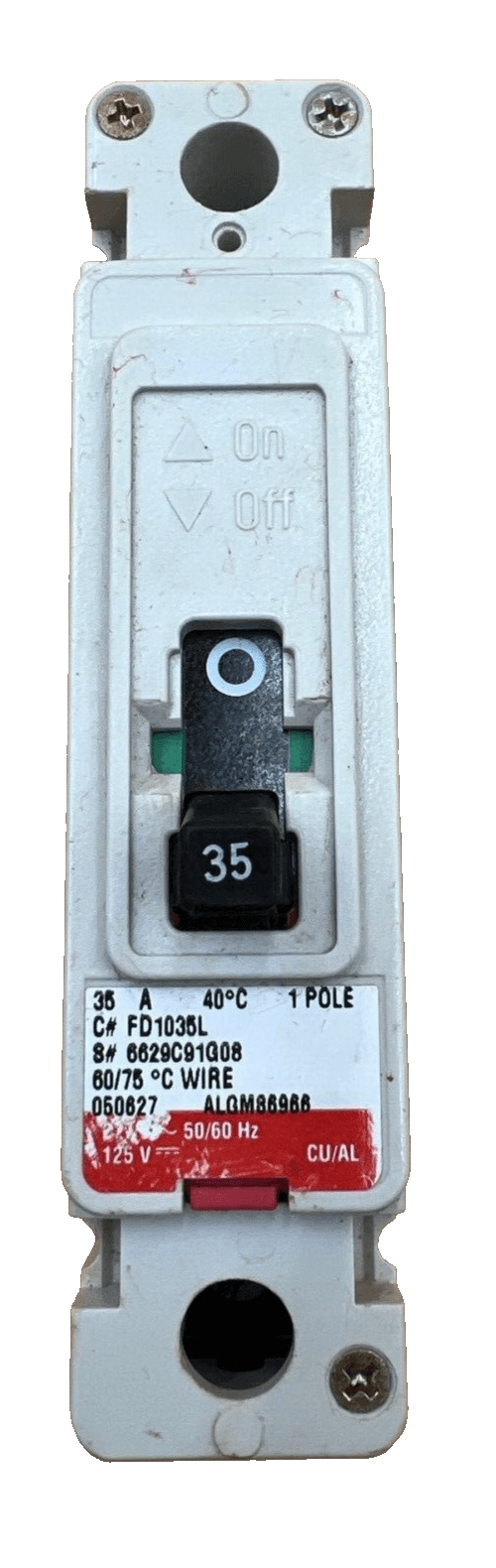Cutler Hammer FD1035 Circuit Breaker 35A 1P 240V 1PH FD 35k 35 Amp 1 Pole – image 1