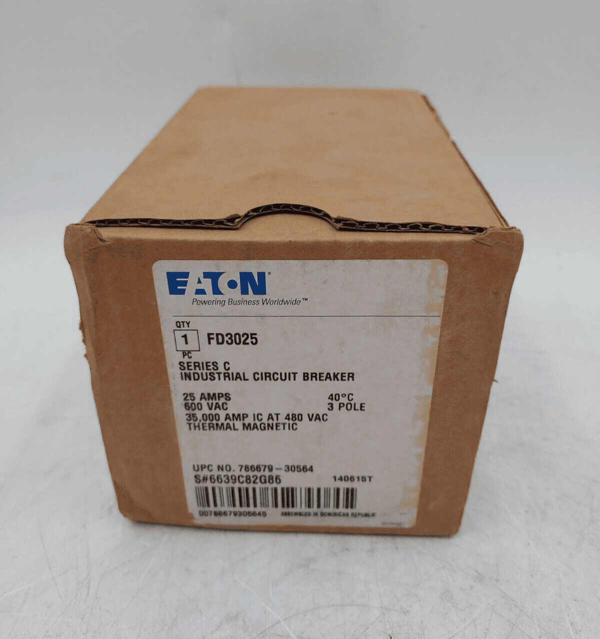 Eaton FD3025 Circuit Breaker 25A 3P 600V 3PH FD 35k 25 Amp 3 POLE BOLT ON – image 1