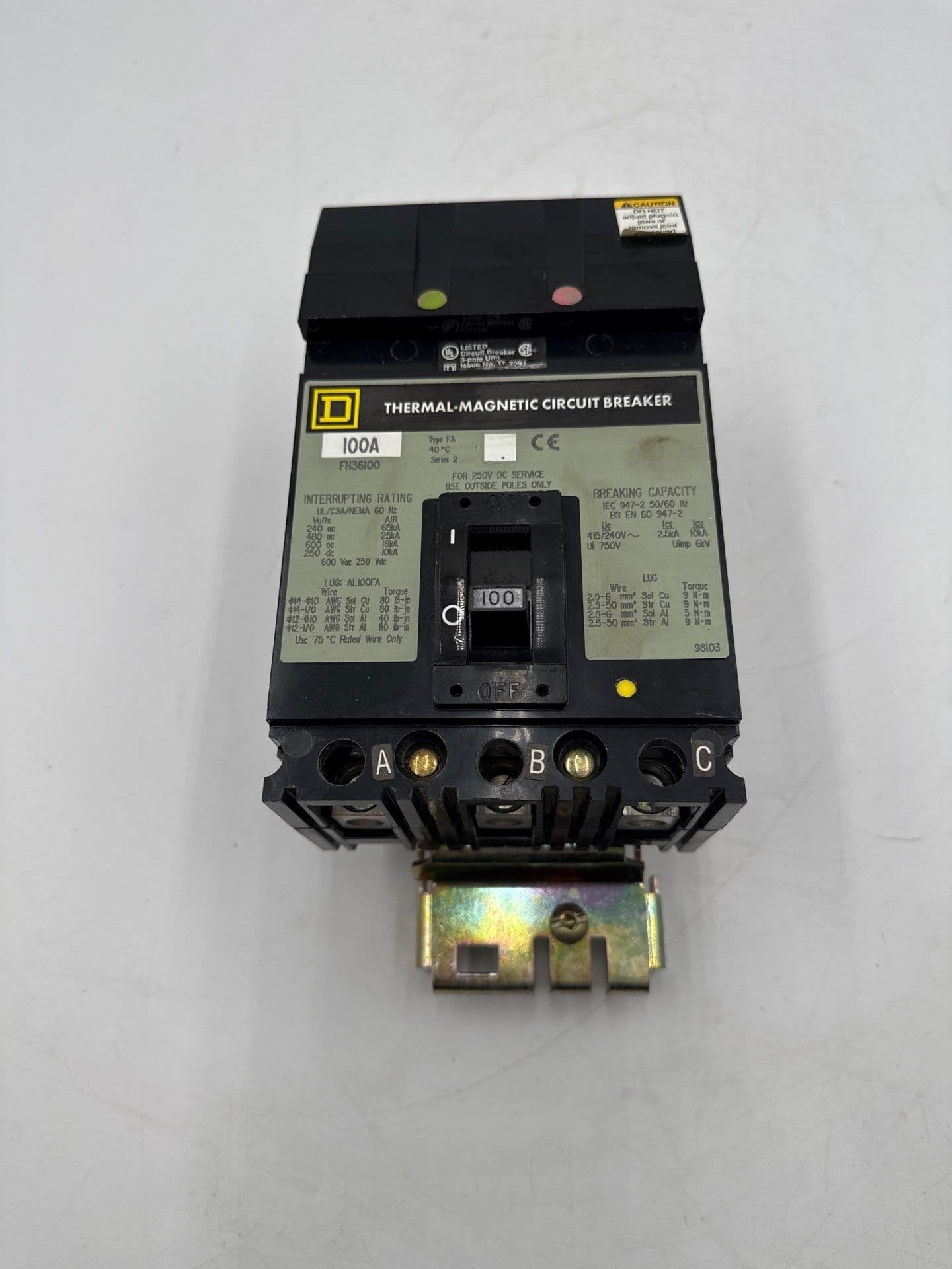 Square D FH36100 I-Line Circuit Breaker 100A 600V 3P 3PH FH 100 Amp 3Pole – image 1