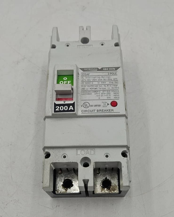 GENERAC GBU202B CIRCUIT BREAKER 200A 2P 120/240V 225AF 200 Amp 2 Pole White – image 1