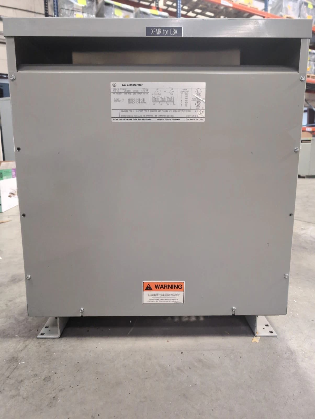 75KVA GE Transformer 9T23B3874 3PH Pri 480V Sec 208/120V Type QL Indoor Encl – image 1