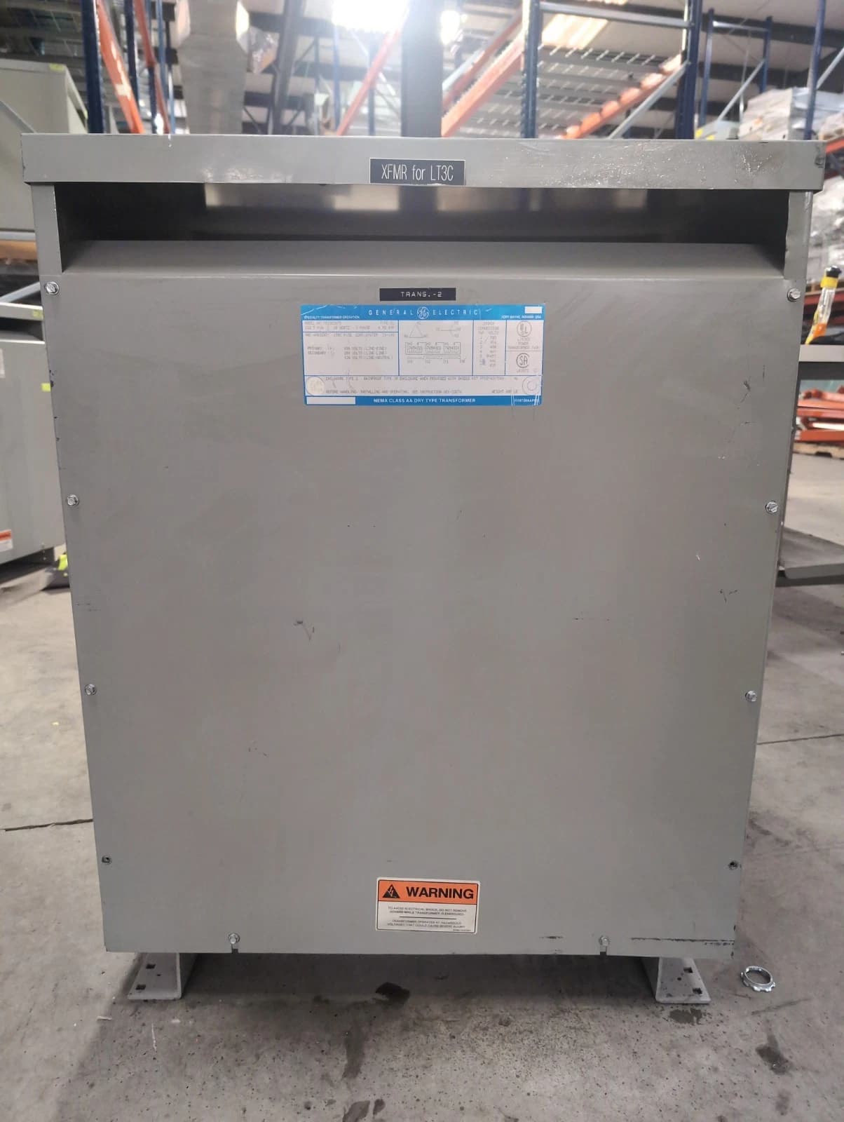 112.5KVA GE Transformer 9T23B3875 Pri 480V Sec 208/120V 3PH Indoor Encl Type QL – image 1