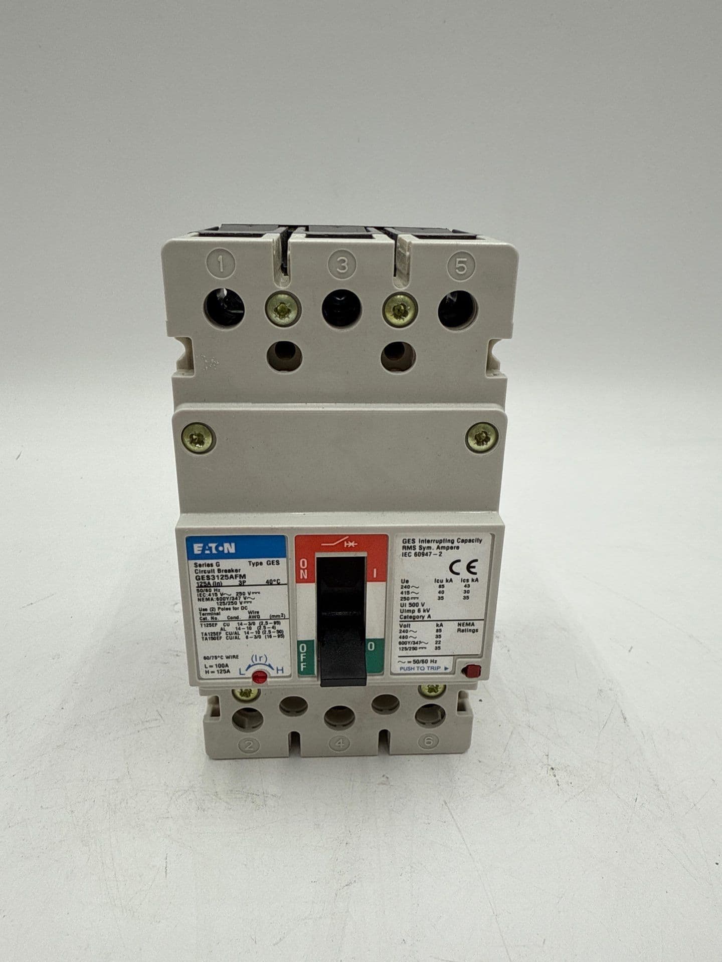 Eaton GES3125AFM Circuit Breaker 125A 3P 415V GES3125 125 Amp 3 Pole – image 1