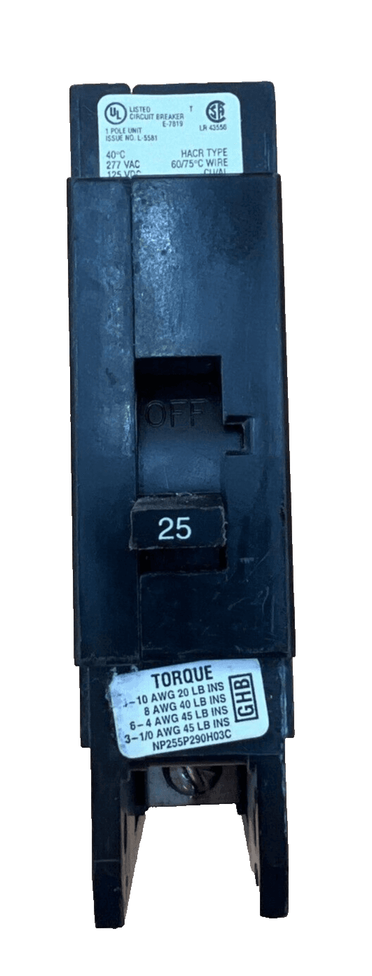 Cutler Hammer GHB1025 Bolt On Circuit Breaker 25A 277V 1P GHB 25 Amp 1 Pole – image 1