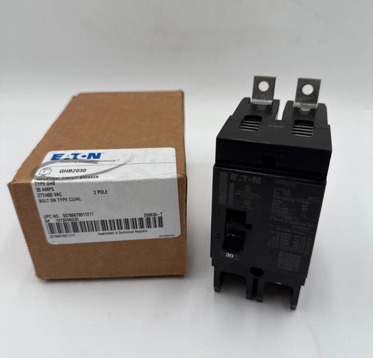 Eaton GHB2030 Circuit Breaker Bolt On 30A 2P 277/480V GHB 30 Amp 2 Pole NEW