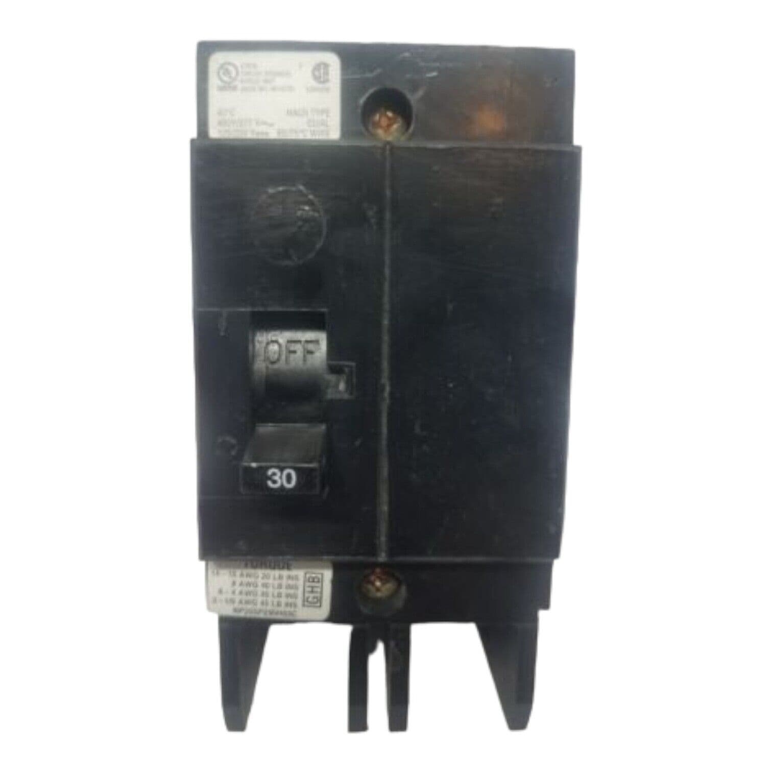 Cutler Hammer GHB2030 Bolt On Circuit Breaker 30A 2P 480V 1PH 30 Amp GHB – image 1