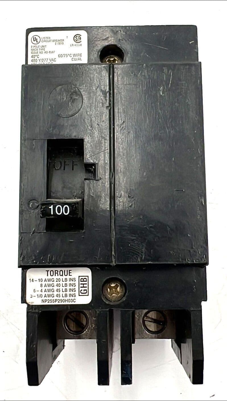 Cutler Hammer GHB2100 Circuit Breaker 100A 2P 480V 1PH GHB 100 Amp 2 Pole – image 1
