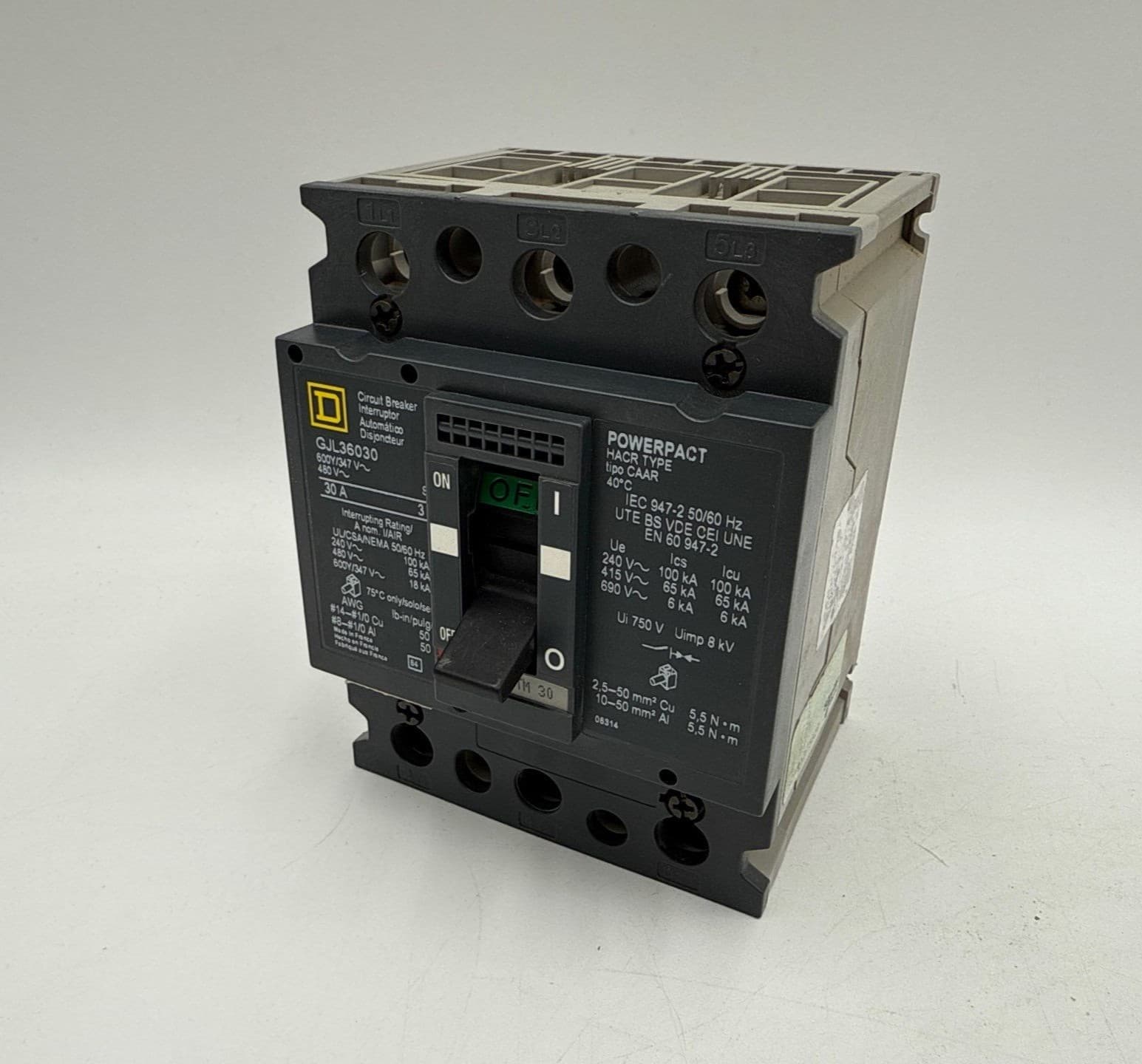 Square D GJL36030 Circuit Breaker 30A 3P 600V GJL 30 Amp 3 Pole PowerPact – image 1