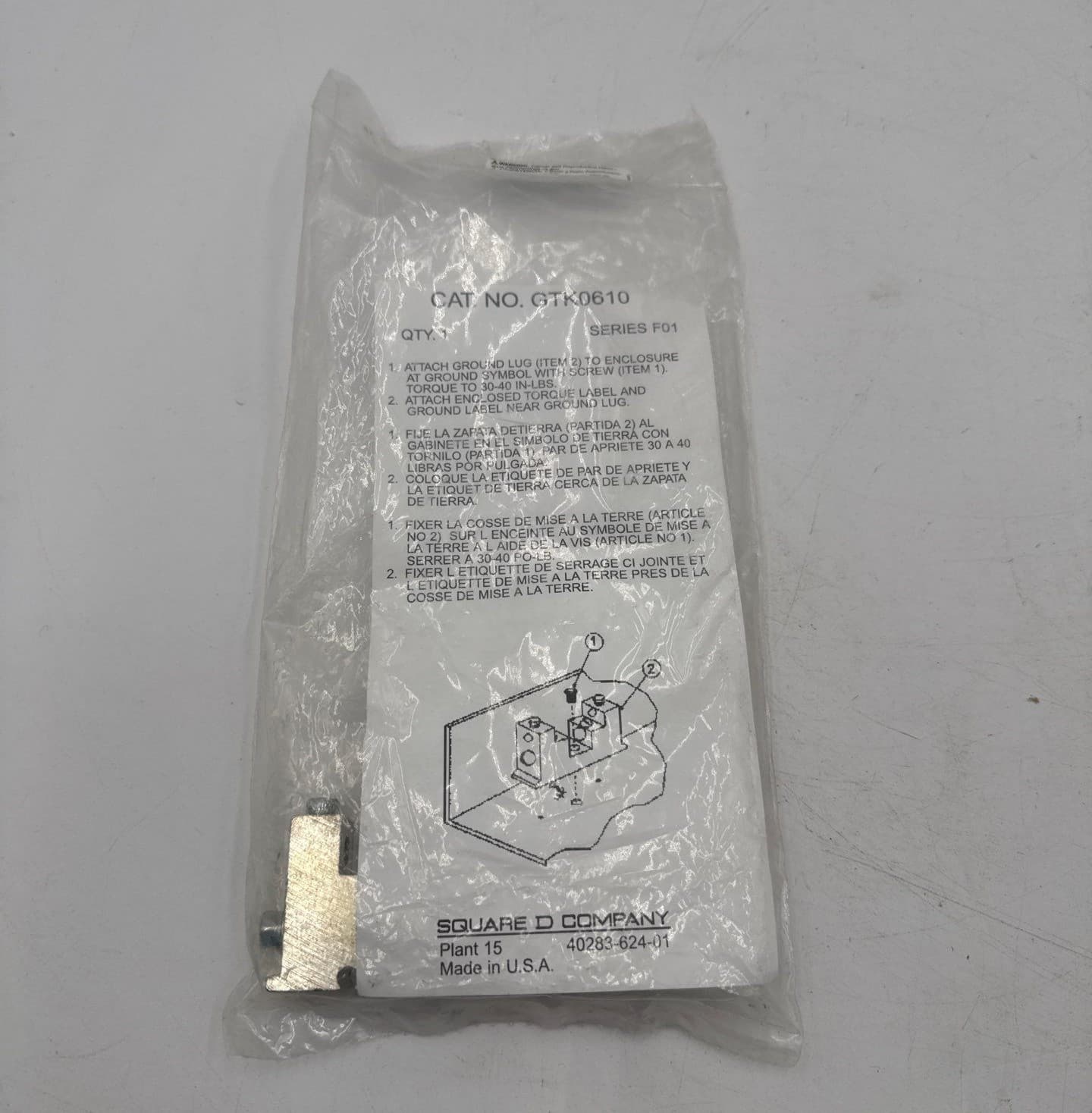 Square D GTK0610 Equipment Grounding Bar Kit 600VAC 60/100A Heavy Duty Safety Switch – image 1