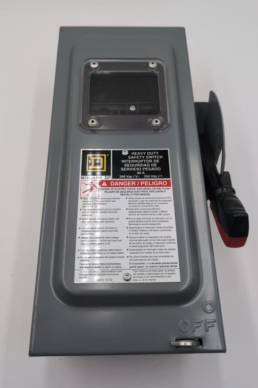 Square D H322N 60 Amp 240 V Heavy Duty Safety Switch 60A 3P 240V W/ Window NEW