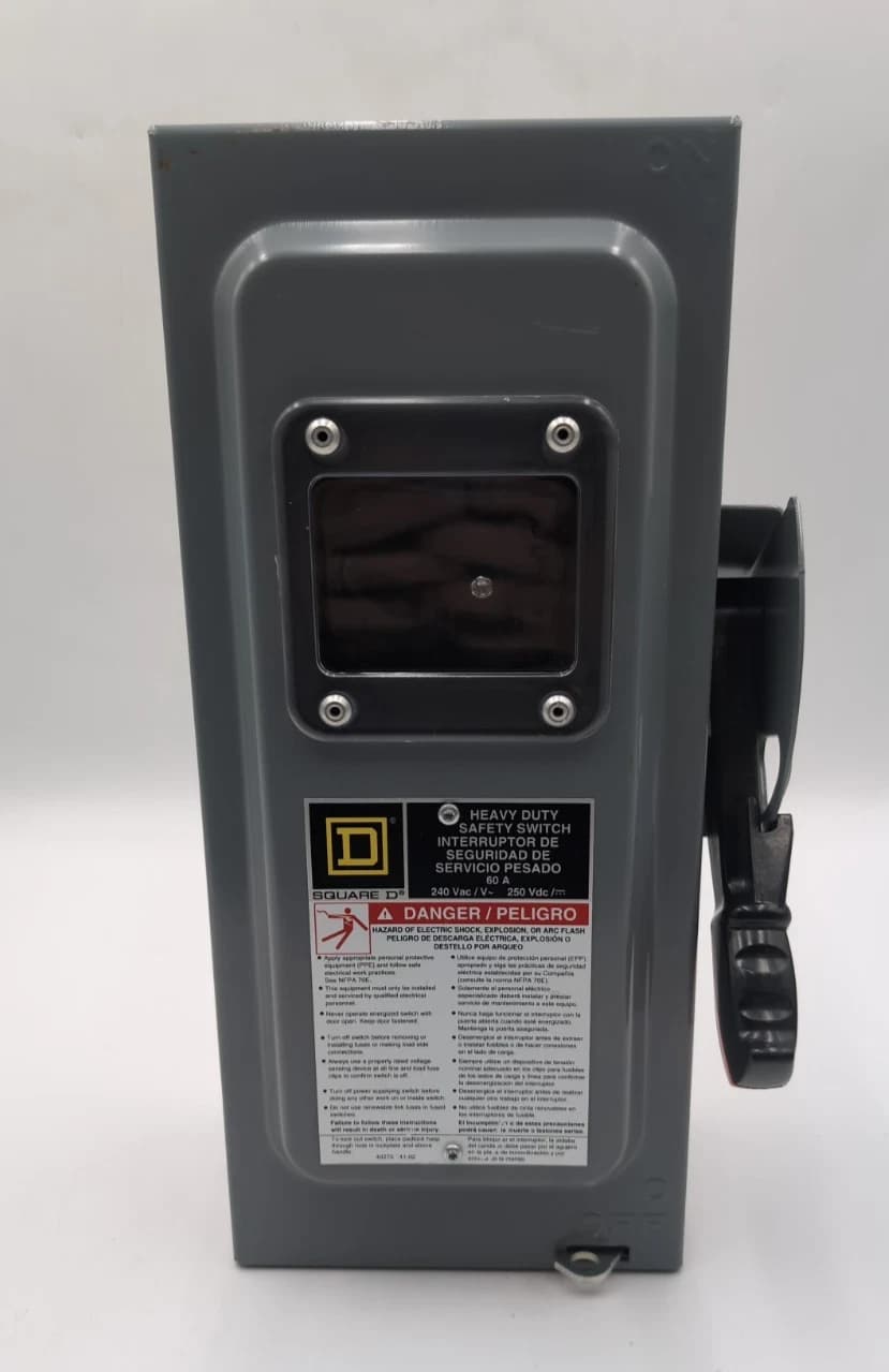 Square D H322N Safety Disconnect Switch 60A 3P 240V 15HP 60 Amp 3 Pole Window